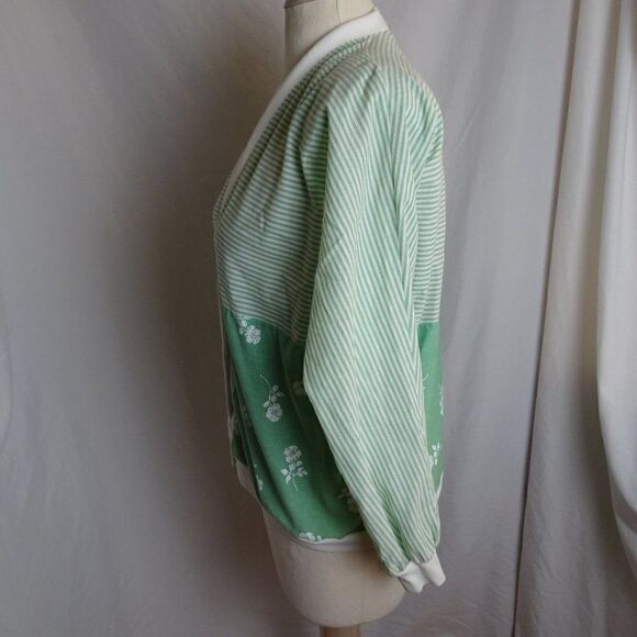 Vintage 80s G.W. Division of Graff Women Green Floral Sweater Size M - Picture 2 of 11